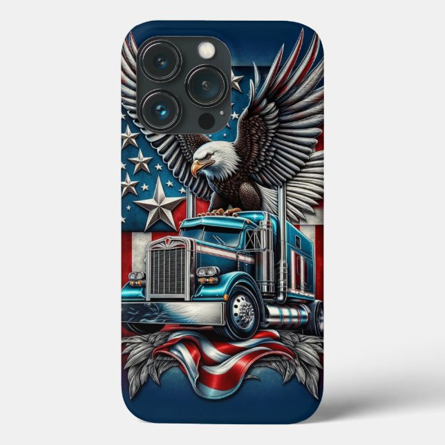 Funda De Case-Mate Para iPhone Águila y camión americanos, audaz y diseño patriót (Reverso )