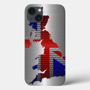 Funda Para iPhone 13 Agujero Metalizado de la bandera del Reino Unido y