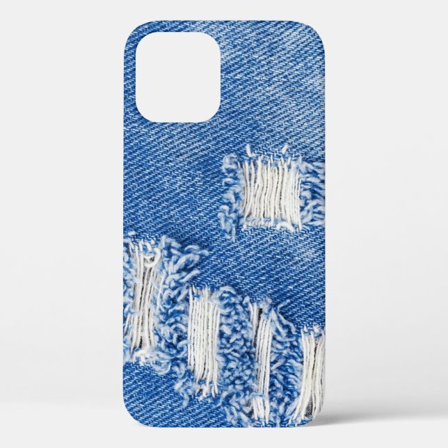 Funda De Case-Mate Para iPhone Agujero, vaqueros de denim, textura despedazada (Reverso )