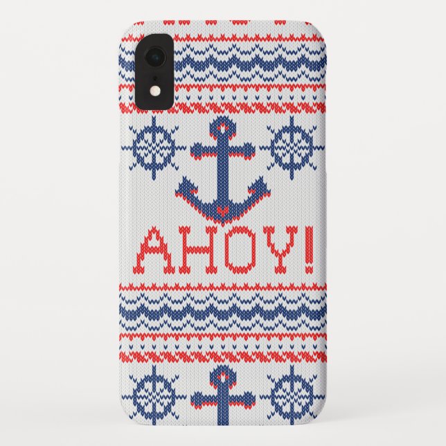 Funda De Case-Mate Para iPhone AHOY Nautical Knits Navidades estilo pumper (Reverso)