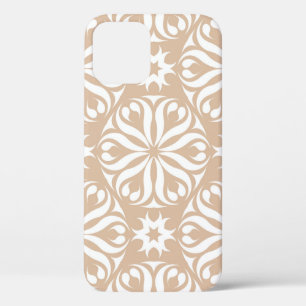 Funda Para iPhone 12 Aire de flores beige y blanco. Patterna sin mar