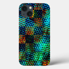 Funda Para iPhone 13 Ajedrez azul, arañazos verdes, mancha sucia roja f