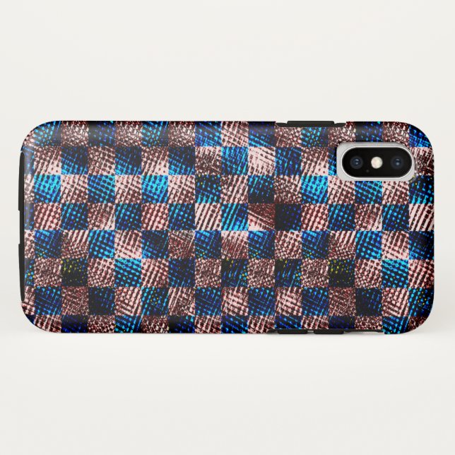 Funda De Case-Mate Para iPhone Ajedrez rústico en forma de arañazos cruzados (Reverso (horizontal))