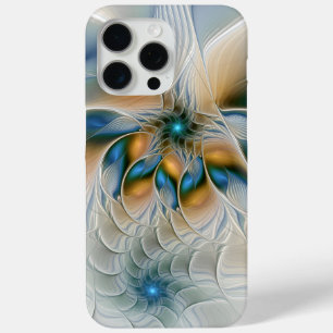 Funda Para iPhone 15 Pro Max Alarmante, Abstracta Fantasía Fractal Art Con Azul