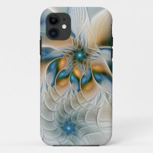 Funda Para iPhone 11 Alarmante, Abstracta Fantasía Fractal Art Con Azul