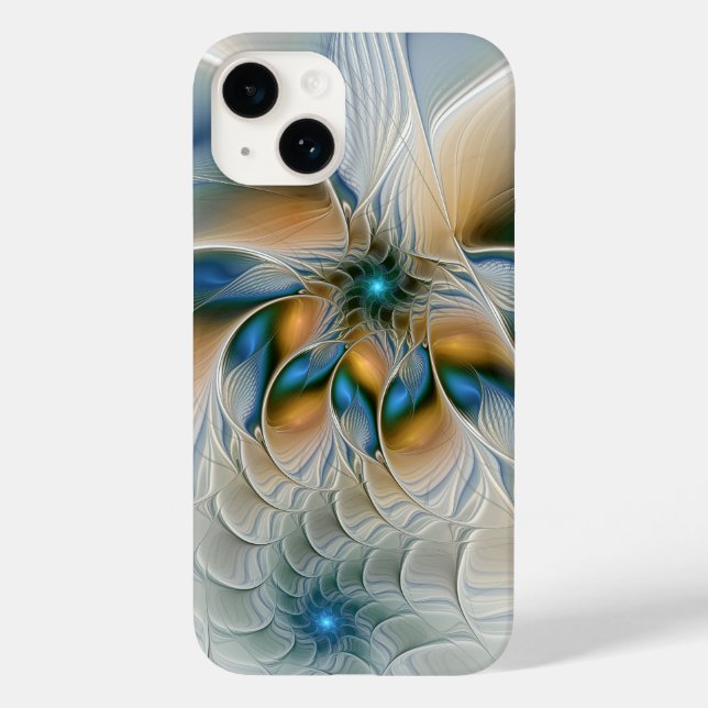 Funda De Case-Mate Para iPhone Alarmante, Abstracta Fantasía Fractal Art Con Azul (Reverso )