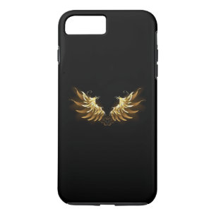 Funda Para iPhone 8 Plus/7 Plus Alas del Ángel de Oro sobre fondo negro