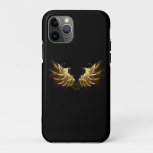 Funda Para iPhone 11 Pro Alas del Ángel de Oro sobre fondo negro