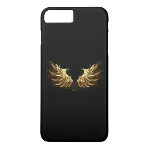 Funda Para iPhone 8 Plus/7 Plus Alas del Ángel de Oro sobre fondo negro