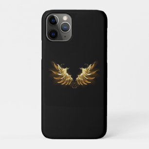 Funda Para iPhone 11 Pro Alas del Ángel de Oro sobre fondo negro