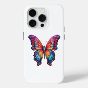 Funda Para iPhone 15 Pro Alas Naranjas azules de mariposa