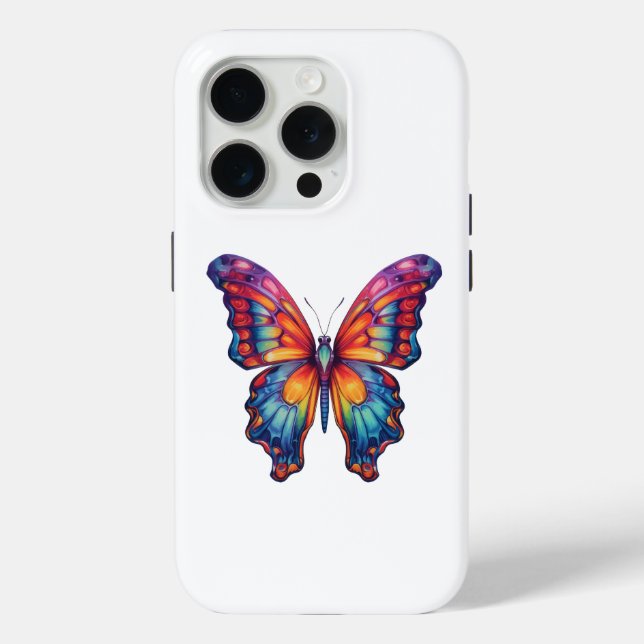 Funda De Case-Mate Para iPhone Alas Naranjas azules de mariposa (Reverso )