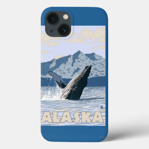 Funda Para iPhone 13 AlaskaHumpback Whale Vintage Travel Poster