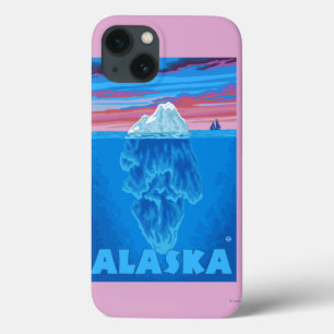 Funda Para iPhone 13 AlaskaIceberg Poster de Viajes de Vintage