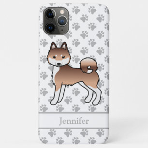 Funda Para iPhone 11 Pro Max Alaskan Klee Kai Rojo Y Blanco Perro Lindo & Nombr