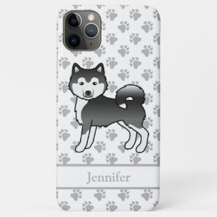 Funda Para iPhone 11 Pro Max Alaskan Malamute blanco y negro perro lindo & nomb