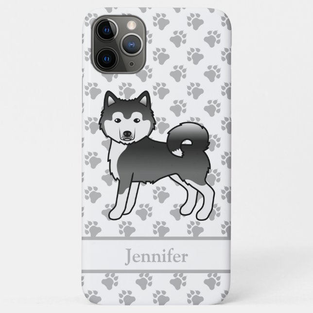 Funda De Case-Mate Para iPhone Alaskan Malamute blanco y negro perro lindo & nomb (Reverso)