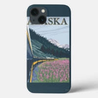 AlaskaRailroad and Fireweed Vintage Travel