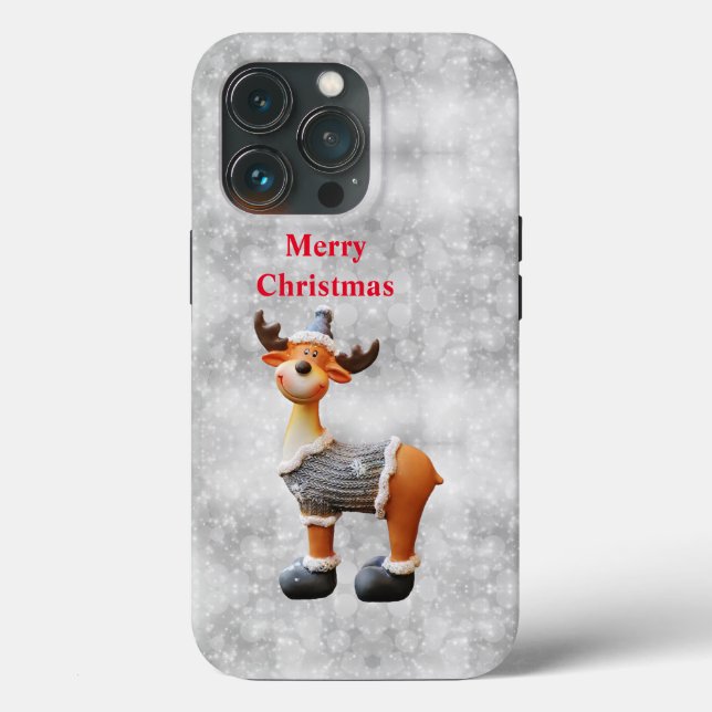 Funda De Case-Mate Para iPhone Alce de Navidad feliz que lleva un sombrero        (Reverso )