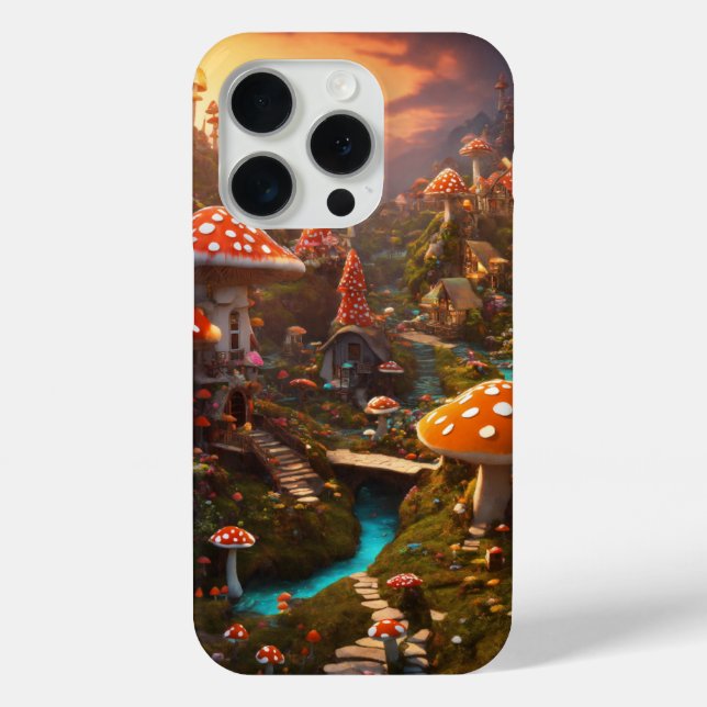 Funda De Case-Mate Para iPhone Aldea de Hongos Psicodélicos – Renderizado 3D Intr (Reverso )