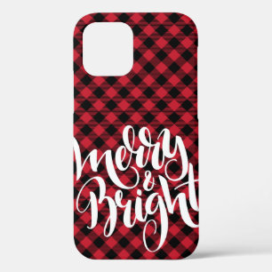 Funda Para iPhone 12 Alegre Brillante  Cuadros Escoceses Rojo Negro Búf