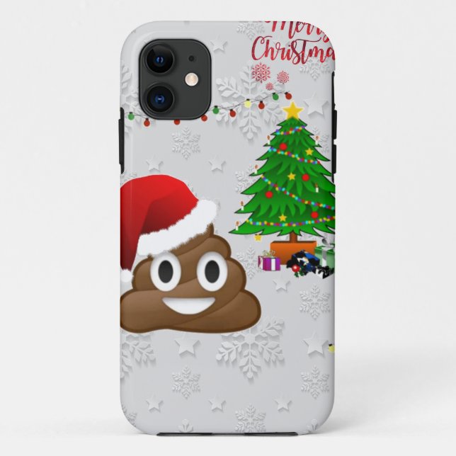 Funda De Case-Mate Para iPhone alegre navidad emoji poo (Reverso)