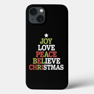 Funda Para iPhone 13 Alegría Amor Paz Cree Árbol de Navidad Familia