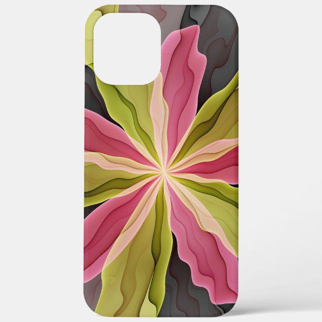 Funda De Case-Mate Para iPhone Alegría, antracita verde rosada Fantasía Flower Fr (Reverso )