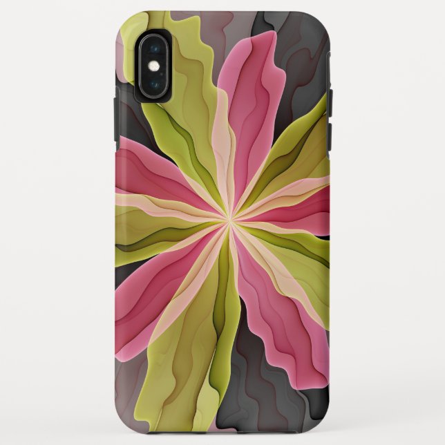 Funda De Case-Mate Para iPhone Alegría, antracita verde rosada Fantasía Flower Fr (Reverso)