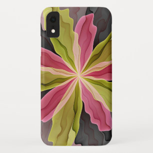 Funda Para iPhone XR Alegría, antracita verde rosada Fantasía Flower Fr