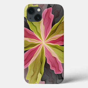 Funda Para iPhone 13 Alegría, antracita verde rosada Fantasía Flower Fr