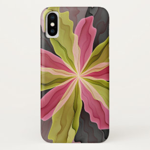 Funda Para iPhone X Alegría, antracita verde rosada Fantasía Flower Fr