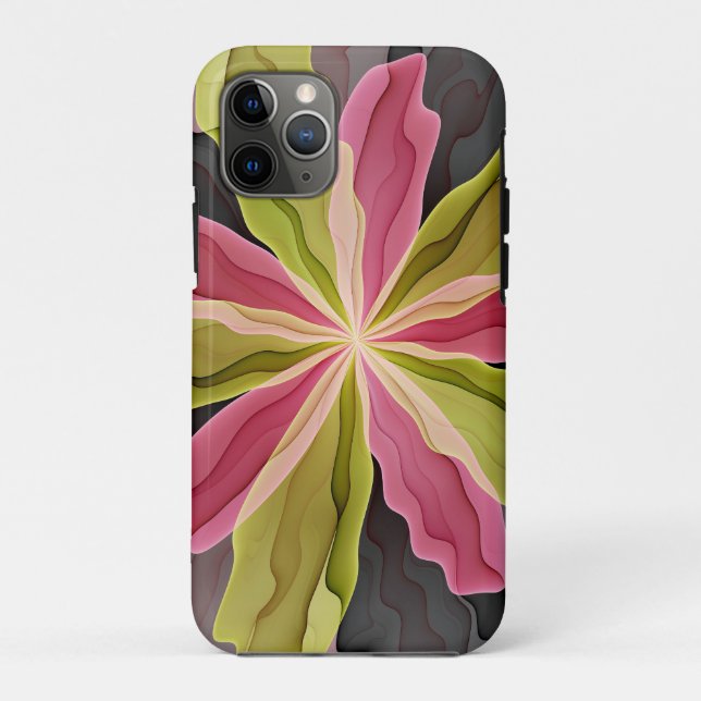 Funda De Case-Mate Para iPhone Alegría, antracita verde rosada Fantasía Flower Fr (Reverso)