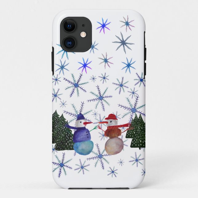 Funda De Case-Mate Para iPhone Alegría de invierno de Snowmen (Reverso)