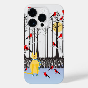 Funda Para iPhone 14 Pro De Case-Mate Alegría de invierno - Gato con cardenales de Birch