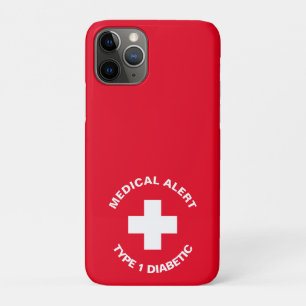 Funda Para iPhone 11 Pro Alerta médica personalizada Rojo diabético