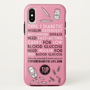 Funda Para iPhone X Alerta T1d [Rosa]