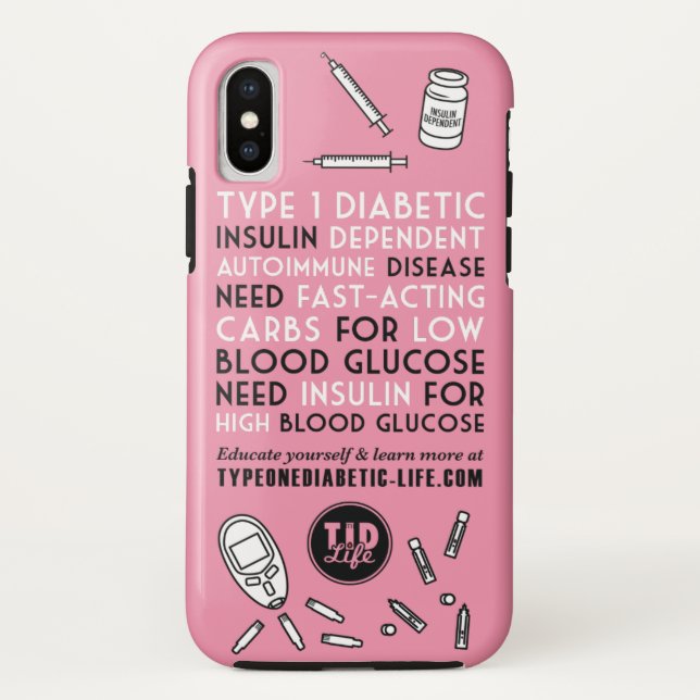 Funda De Case-Mate Para iPhone Alerta T1d [Rosa] (Reverso)