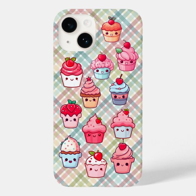 Funda De Case-Mate Para iPhone Aleta de comida de bizcocho de kawaii (Reverso )