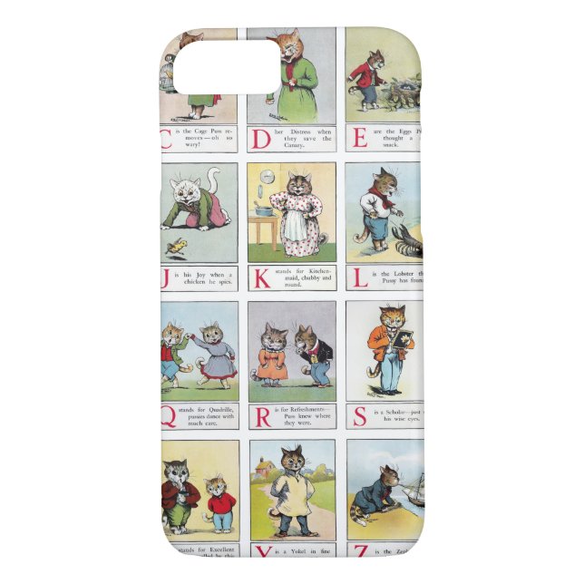 Funda De Case-Mate Para iPhone Alfabeto de gato, Louis Wain (Reverso)