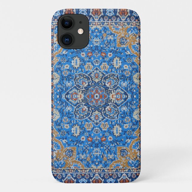 Funda De Case-Mate Para iPhone Alfombra persa oriental azul turca antigua (Reverso)