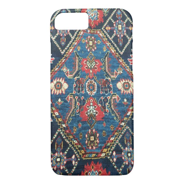 Funda De Case-Mate Para iPhone Alfombra turca antigua persa, azul (Reverso)