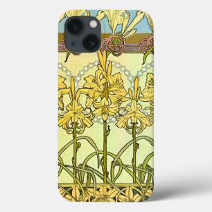Funda Para iPhone 13 Alfonse Mucha Art Nouveau lily pattern classic