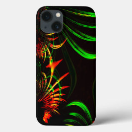 Funda Para iPhone 13 Algunas hojas de pasto y los pétalos de flores de