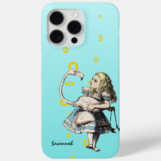 Funda Para iPhone 15 Pro Max Alice In Wonderland Aqua Flamingo