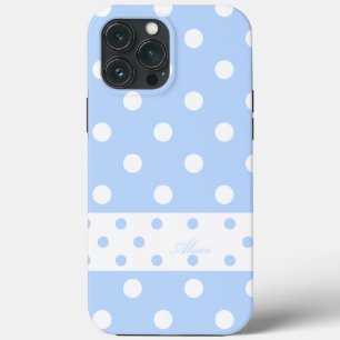 Funda Para iPhone 13 Pro Max Alicia - Cute Polka Dots Pastel Blue iPhone Case