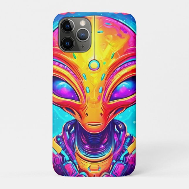 Funda De Case-Mate Para iPhone Alien del ciborg galáctico con brillo neón (Reverso)