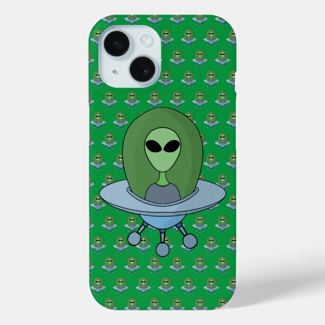 Funda De Case-Mate Para iPhone Alien en su pequeña nave espacial (Reverso )