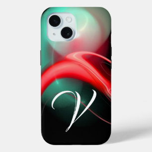 Funda Para iPhone 15 ALIEN PEARL MONOGRAM Red Green Fractal Swirtales