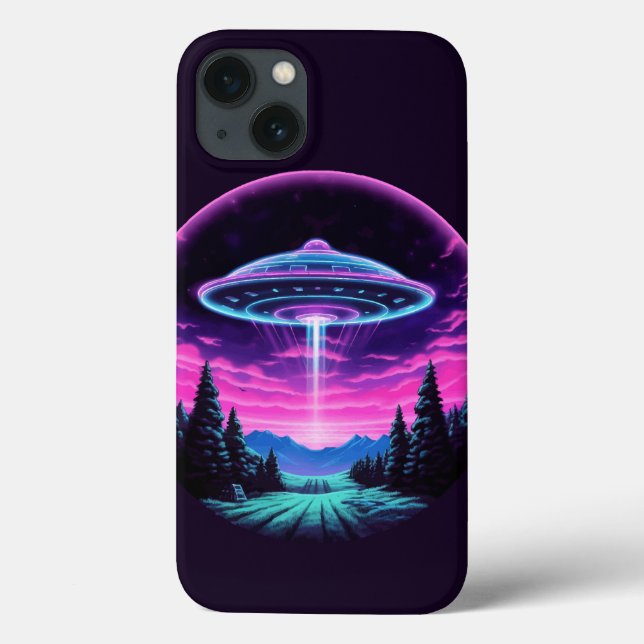 Funda De Case-Mate Para iPhone Alien Spaceship Retro Futurista (Reverso)